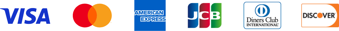 利用できるクレジットカード：VISA,Mastercard,AMERICAN EXPRESS,Diners Club,DISCOVER