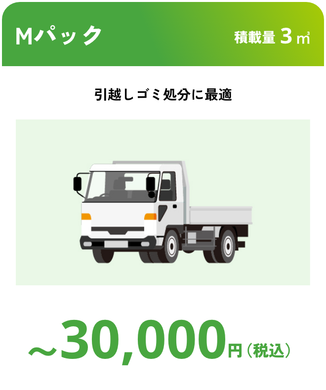 Mパック こんな時におすすめ：引越しゴミ処分に最適 積載量3㎥ 〜30,000円（税込）