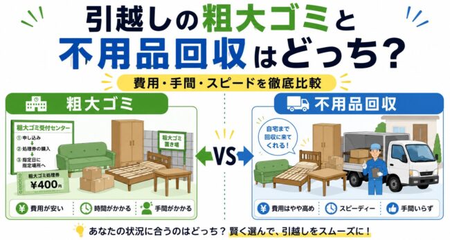 【引越し処分】粗大ゴミと不用品回収はどっちが得？費用と手間の違いを徹底比較