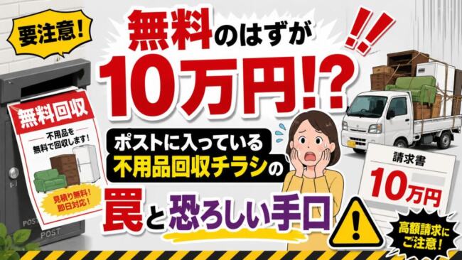 「無料のはずが10万円!?」ポストに入っている不用品回収チラシの罠と恐ろしい手口