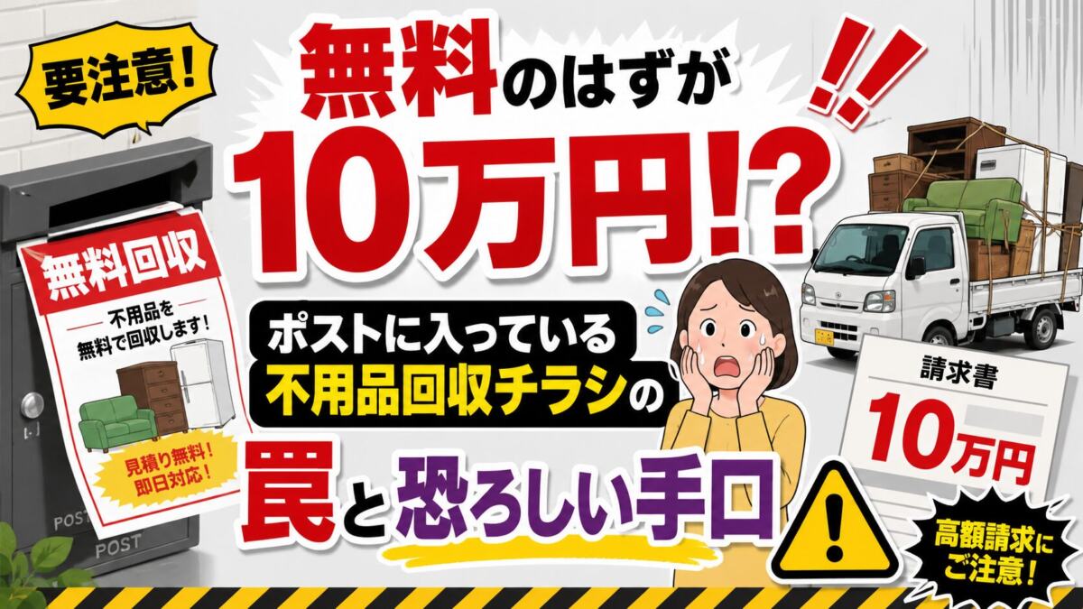 「無料のはずが10万円!?」ポストに入っている不用品回収チラシの罠と恐ろしい手口