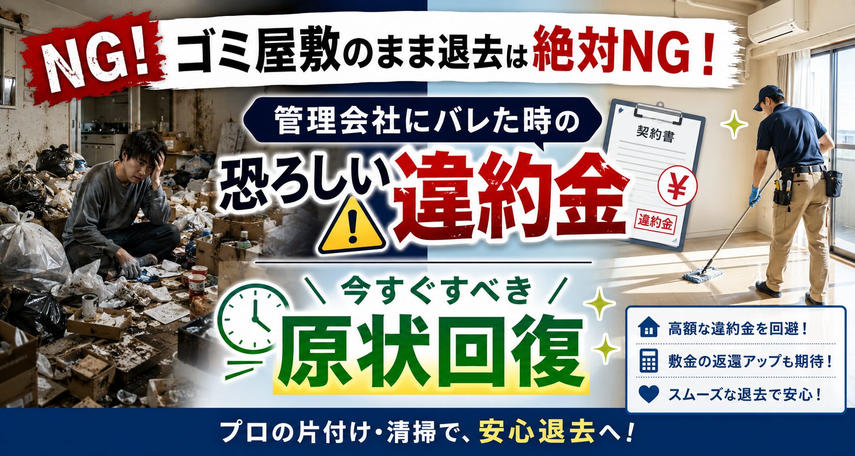 ゴミ屋敷のまま退去は絶対NG！管理会社にバレた時の恐ろしい違約金と、今すぐすべき原状回復
